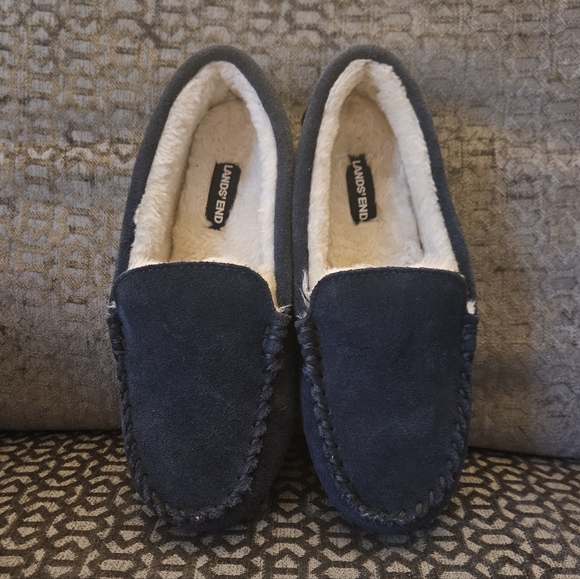 Lands' End Other - Lands' End Kids Navy Suede Loafers - Sz 4, Cozy, Durable, Unisex